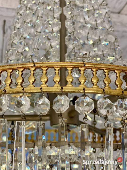 Francuski kryształowy Żyrandol 33 mosiądz 3 Gniezno