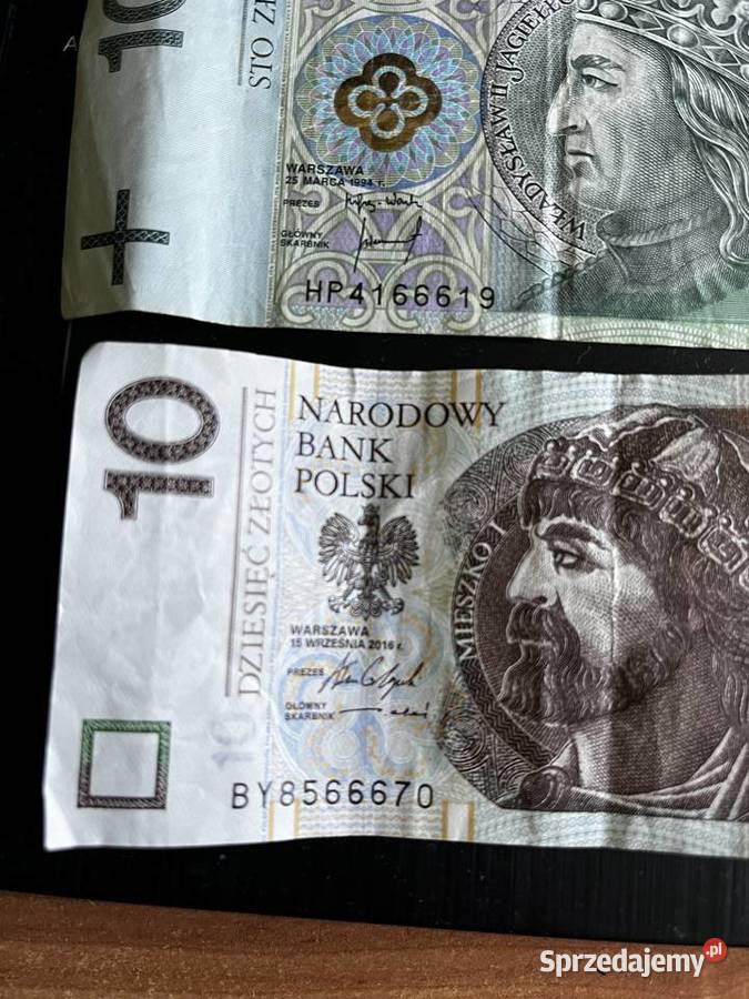 Banknoty 100 10 RADAR i 666 Łosice