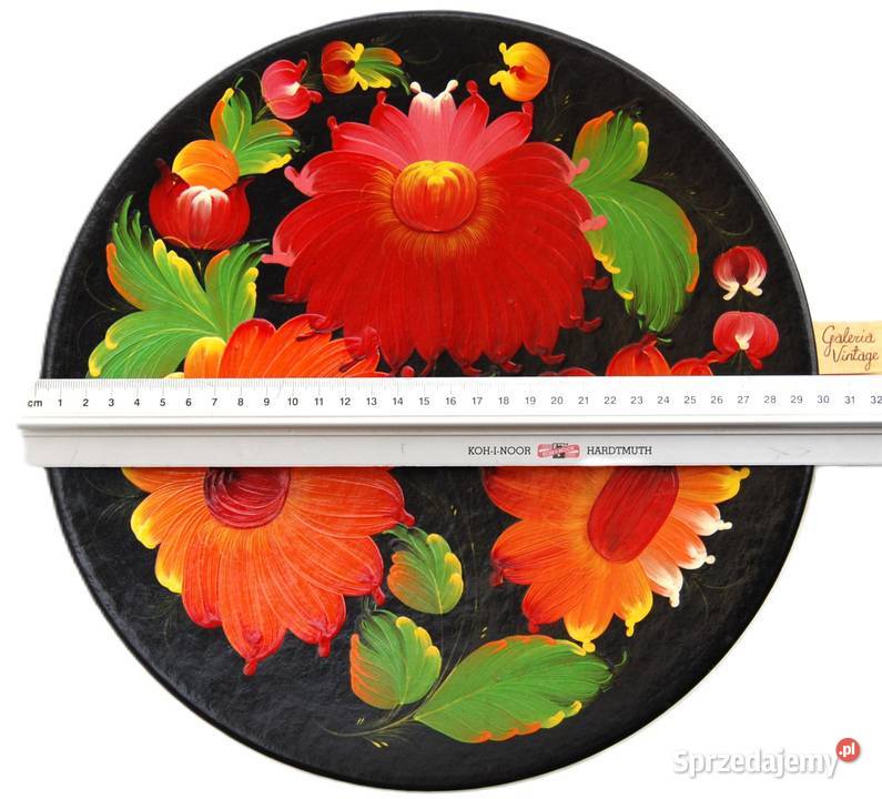 Drewniany malowany talerz do powieszenia Dekoracje i ozdoby Lublin