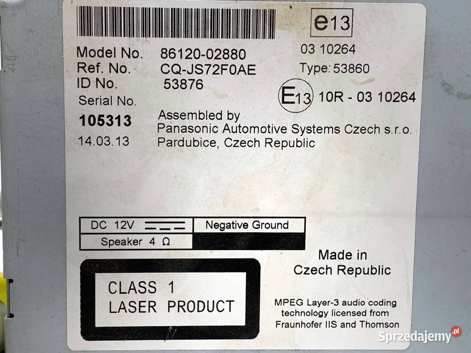 RADIO TOYOTA AURIS II 8612002880 1218 ODTWARZACZ sprzedam