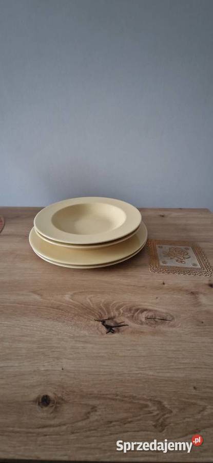 zestaw obiadowy talerze 4 żółte Kraków
