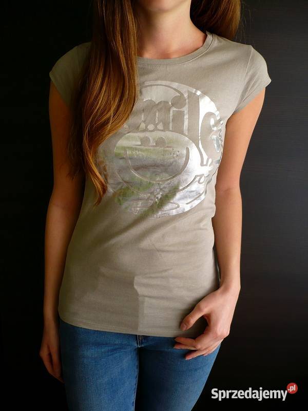 beżowa koszulka tshirt smile 140 wzór napis Toruń