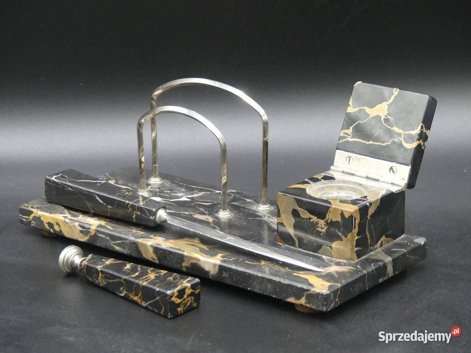 Mały zgrabny przybornik kałamarz garnitur na Antyki wielkopolskie