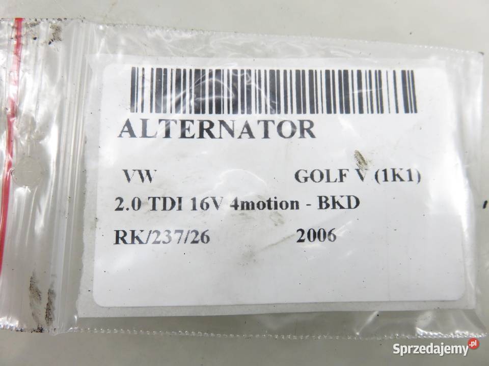 ALTERNATOR VW GOLF V 1K1 20 TDI 06F903023C sprzedam