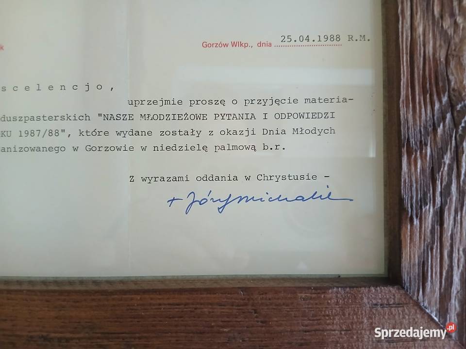Autograf abpa Józefa Michalika wymienię Przemyśl