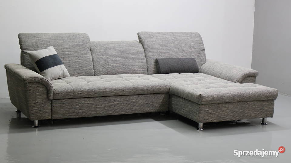 TPT Narożnik funkcja spania Szara tkanina kanapa Poznań