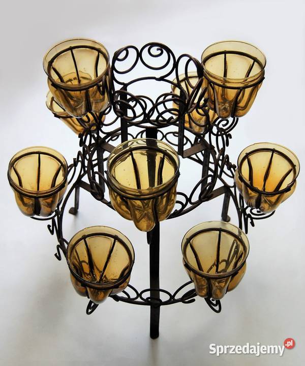 Świecznik kuty piętrowy metaloplastyka klosze Wyposażenie wnętrz lubelskie Lublin sprzedam