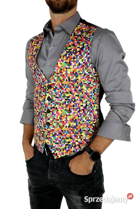 GIOVANNI PERA Kamizelka Męska D608 piksele różne