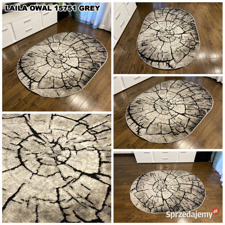 DYWAN OWALNY 160X230 GĘSTY WŁOS LAILA 15751 GREY Białystok
