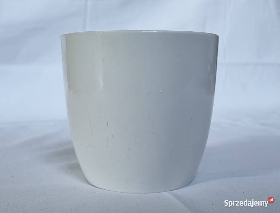 Biała ceramiczna doniczkiosłonka bez odpływu biały Warszawa
