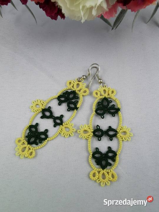 Kolczyki frywolitkowe różne wzory i kolory Wiśniowa