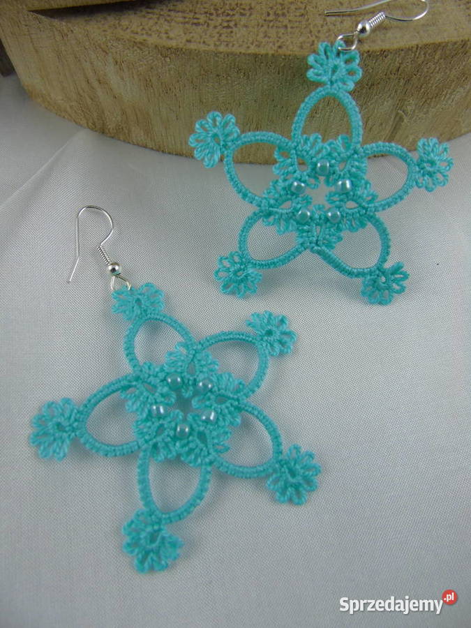 Kolczyki frywolitkowe różne wzory i kolory Wiśniowa