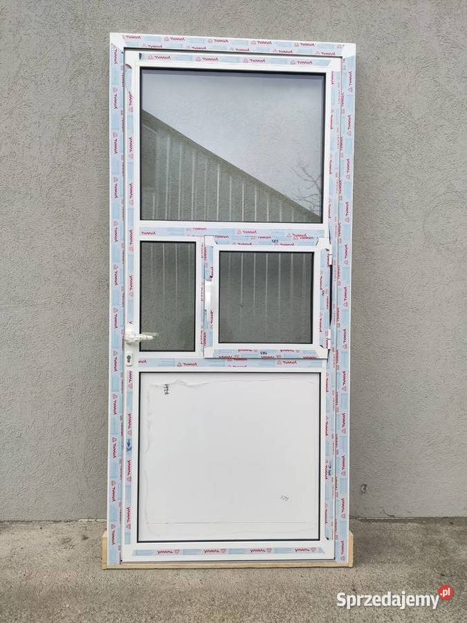 Drzwi aluminiowe z oknem do sklepu kuchni baru Świecko