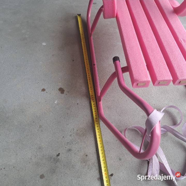 Sanki dziecięce z oparciem i popychaczem różowe Domaszczyn
