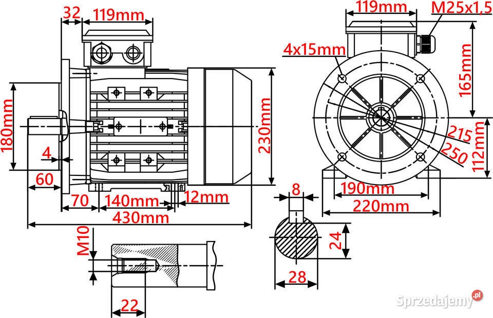 SILNIK ELEKTRYCZNY Z KOŁNIERZEM 4kW 400690V 2870 Solec Kujawski