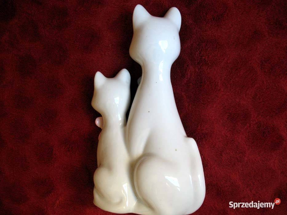 Kot para białych kotków Figurka porcelana 19 x Siedlce sprzedam