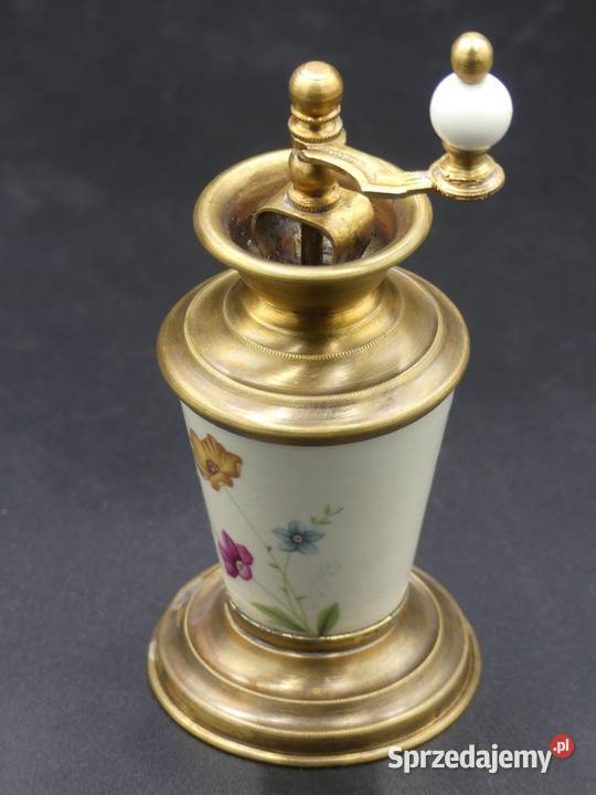 Piękny kwiatowy młynek do pieprzu porcelana i Poznań