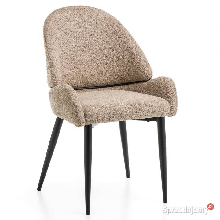Krzesło Tapicerowane Bergamo Boucle Ciemnobeżowe Tarchały Małe