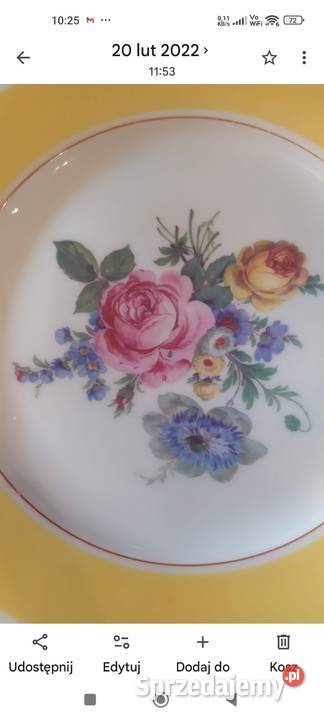 Talerz paterka porcelana Bavaria żółty pas Wrocław