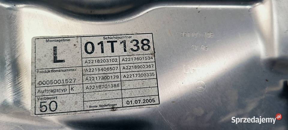 PODNOŚNIK SZYBY LT MERCEDES W221 S350 Lipno