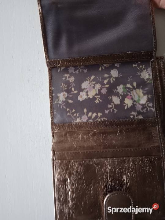 MARKOWY DAMSKI PORTFEL SKÓRZANY STARE ZŁOTO Piła