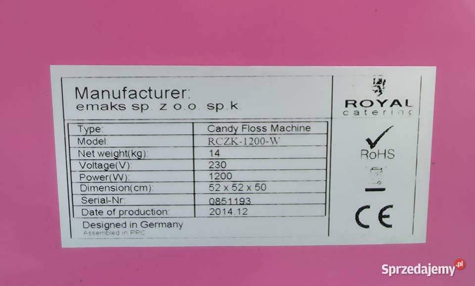 Maszyna do waty cukrowej 772518 mazowieckie Warszawa
