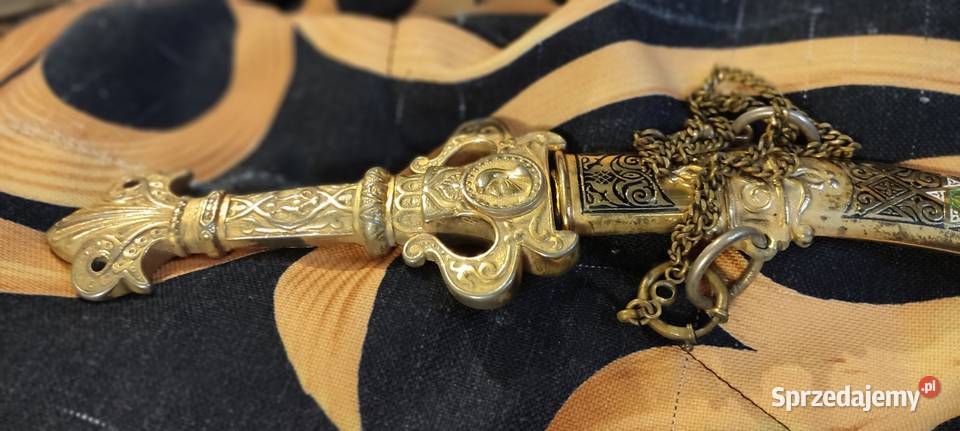 Vintage złocony sztylet BERMEJO z Toledo Sokółka