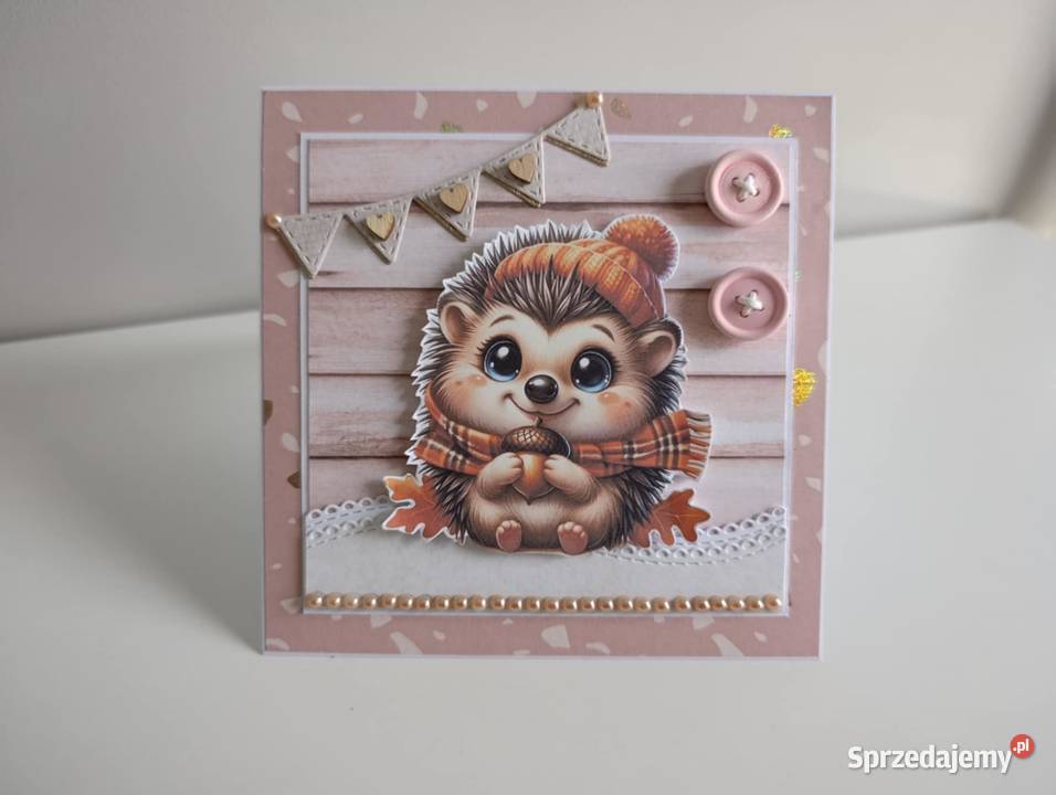 Kartka Roczek Urodziny ręcznie robiona jeż łódzkie Łódź