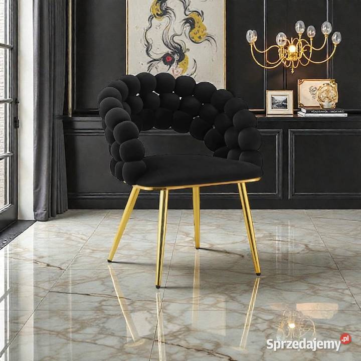 Czarne Krzesło Tapicerowane Bubble Wysyłka 24H Tarchały Małe