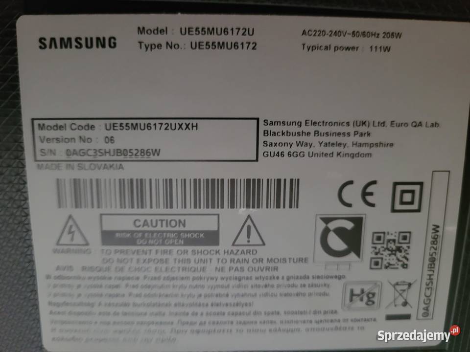 Telewizor Samsung UE55MU6172U Smart 55 Sulęczyno