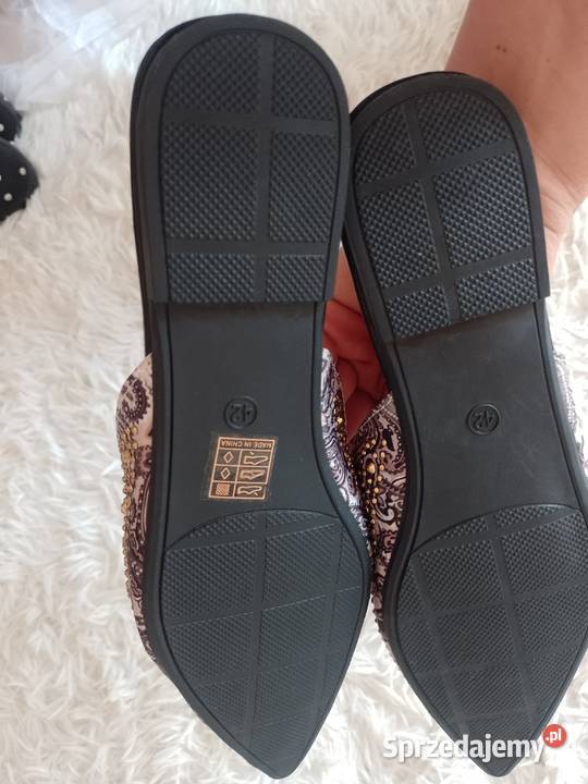 4142 Bogato zdobione klapki mule z Londynu NOWE brązowy/beżowy