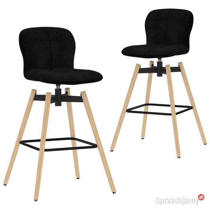 vidaXL Obrotowe krzesła barowe, 2 szt., czarne, obite tkanin