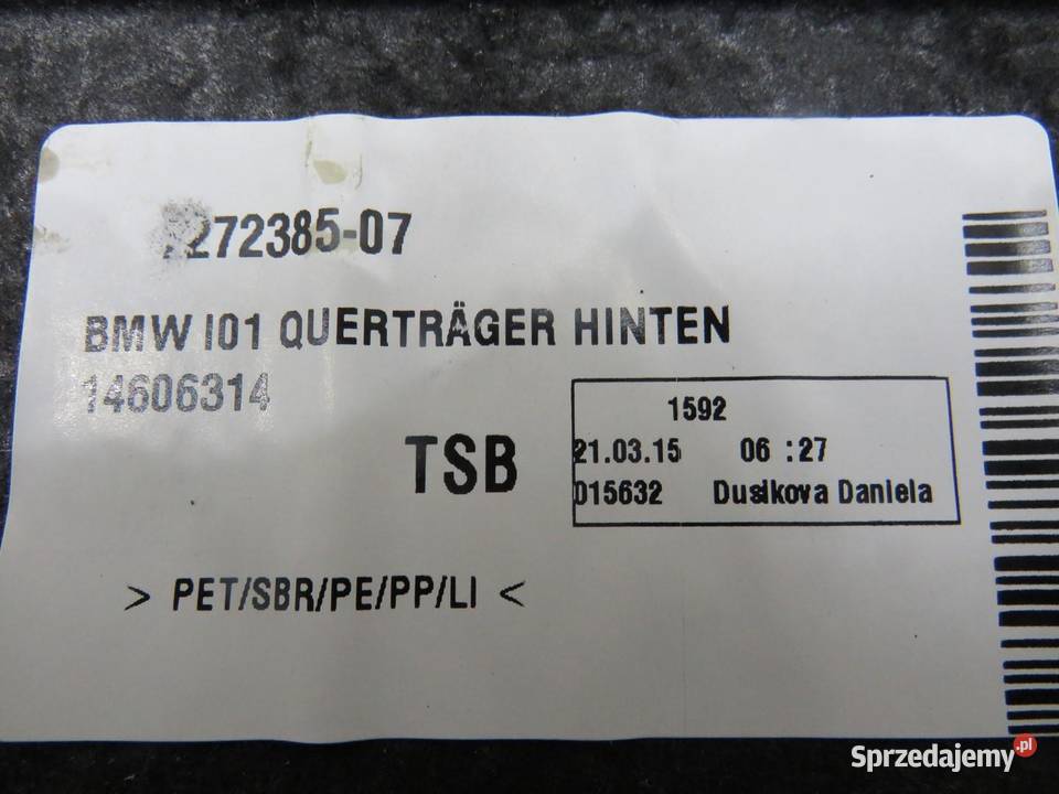 OBUDOWA BELKI BAGAŻNIKA TYŁ BMW I3 REX 7272385 lubelskie