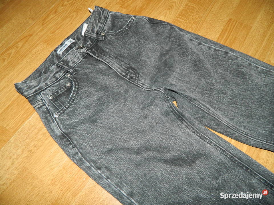 PullBear czarne spodnie wysoki stan 34