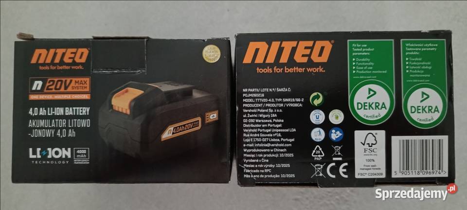 Nowa bateria akumulator NITEO 20V 4Ah gwarancja Ełk
