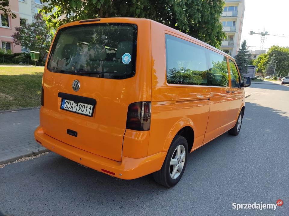 Long VW T5 r2007 poj 19tdi 9osob3 rzędy siedzeń Elbląg