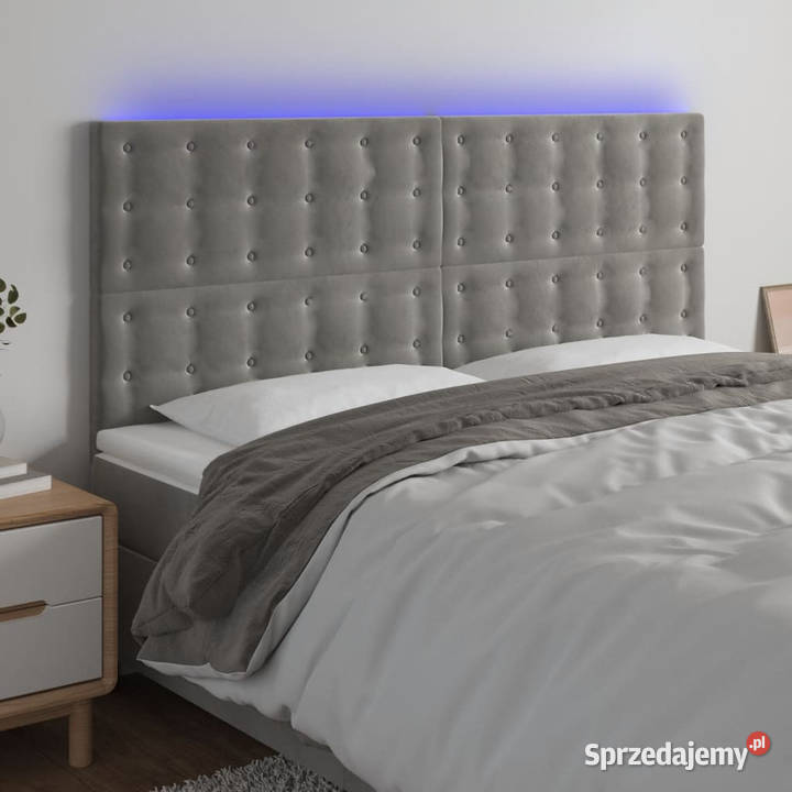 Zagłówek do łóżka z LED jasnoszary 160x5x118128 mazowieckie Warszawa