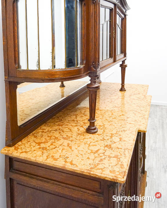 Antyk dębowy KREDENS na nóżkach styl ROCAILLE wielkopolskie Kalisz