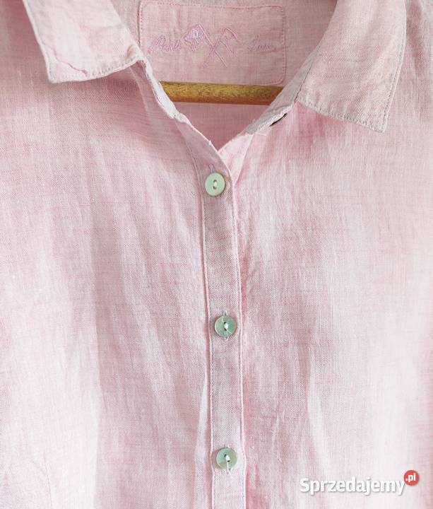 Różowa koszula bluzka lniana M 38 na guziki len różowy Bluzki i koszule Szczecin