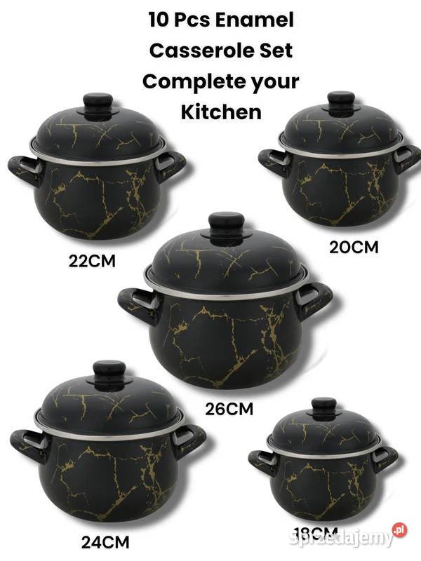 Garnki duze emalie czarny marmur Szczecin