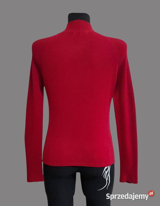 Damski klasyczny półgolf czerwony prążkowany z sprzedam