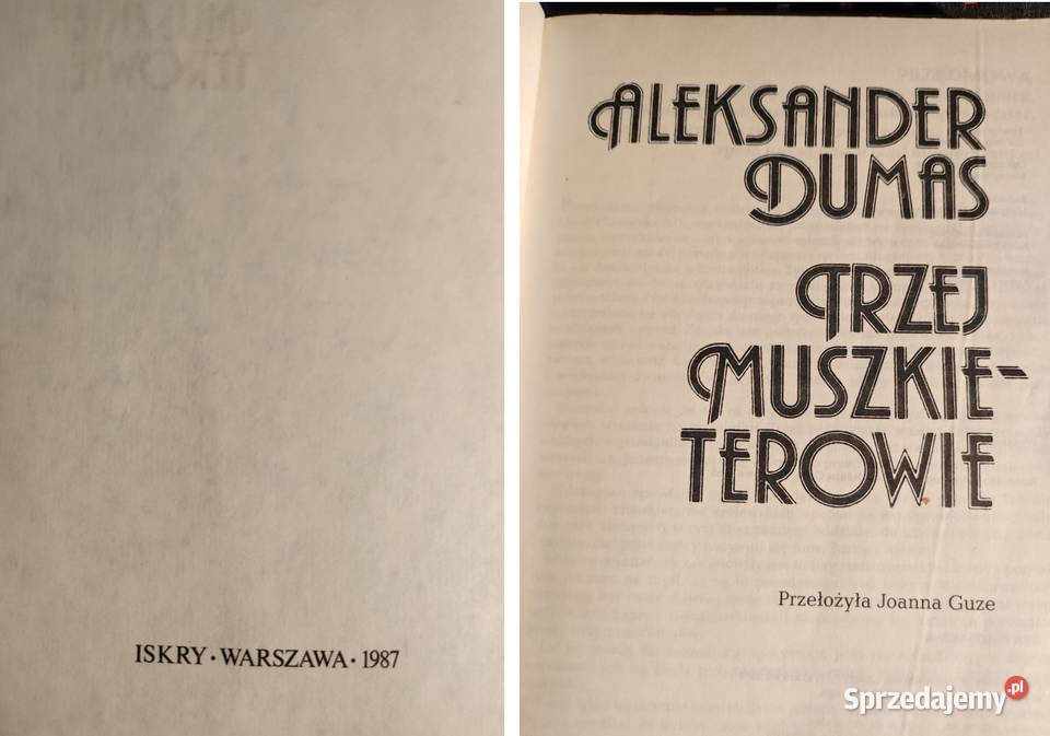 Trzej Muszkieterowie Aleksander Dumas Iskry 1987 Kielce
