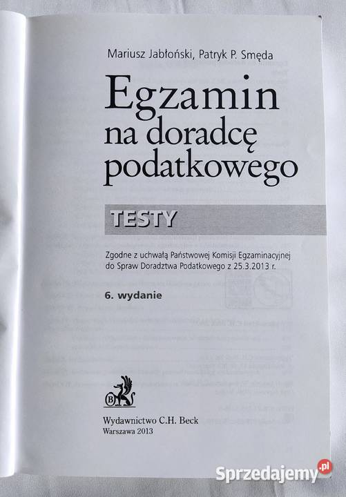 Egzamin na doradcę podatkowego TESTY Hajnówka sprzedam