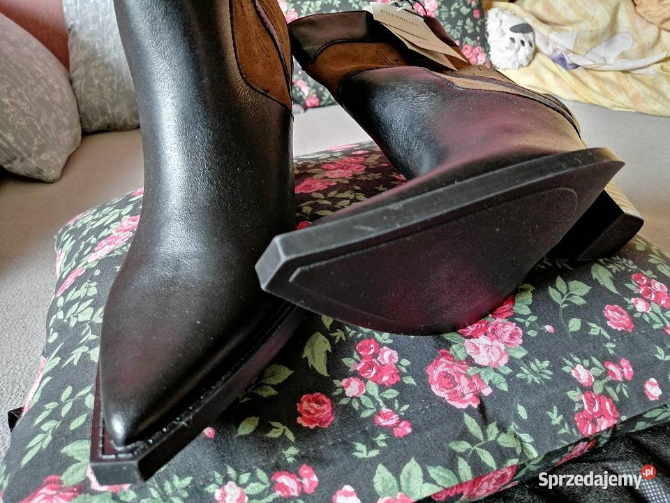 RESERVED Premium SkÓRZANE buty kowbojki NA Kozaki Leszno