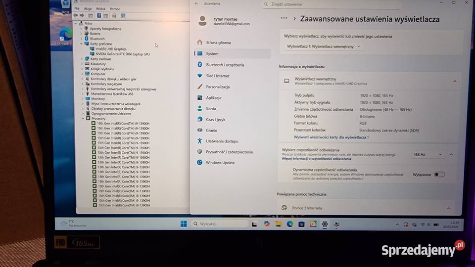Laptop gamingowy Acer Nitro V i9 13900H 16GB 15-15.9" dolnośląskie Kietlów