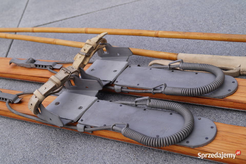 Stare narty drewniane 180 kijki Pruchnik