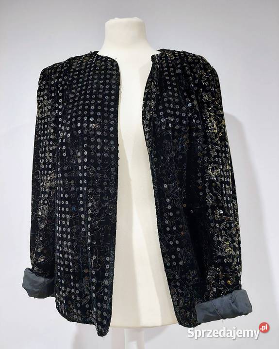 Marynarka vintage czarna z cekinami elegancka Józefów