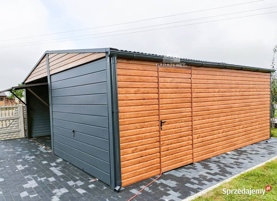 GARAŻ BLASZANY 6m x 6m DWUSPAD 2X BRAMA JASNY Łapanów