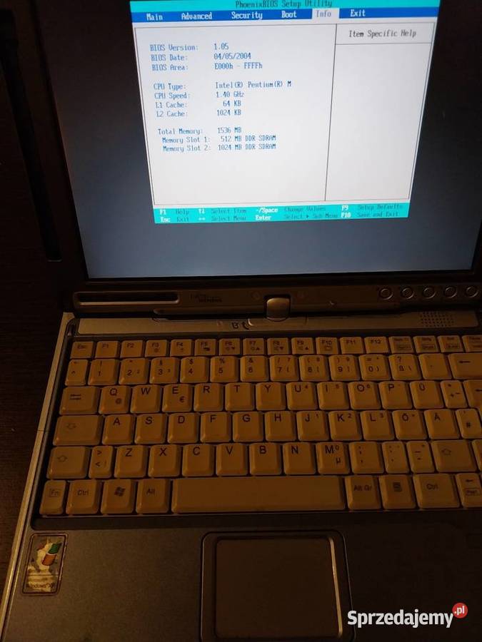 Laptop fujitsusiemens lifebookobracany ekrans Fujitsu-Siemens łódzkie Głowno