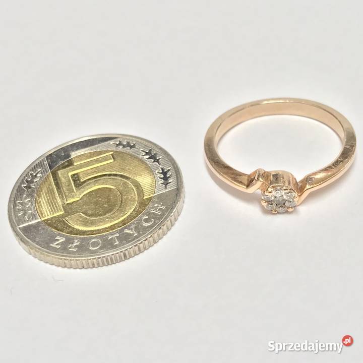 Złoty pierścionek 14K różowe złoto 585 diamenty mazowieckie